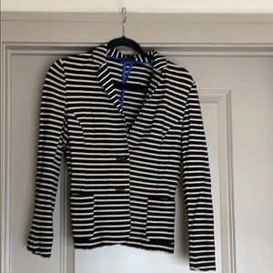 Black and white striped stretchy blazer